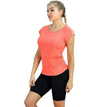 icyzone Workout Running Shirts for Women - Fitness Gym Yoga Exercise Short Sleeve T Shirts Open Back...