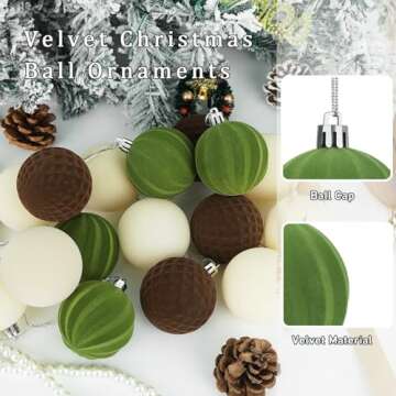Artmag 16 Pcs Velvet Christmas Balls Set for Holidays