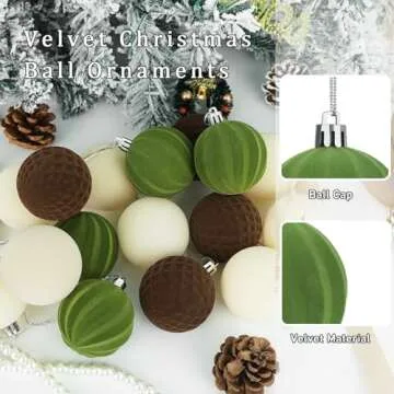 Artmag 16 Pcs Velvet Christmas Balls Set for Holidays