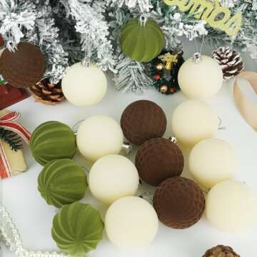 Artmag 16 Pcs Velvet Christmas Balls Set for Holidays