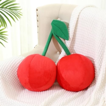 Beeveer Decorative Cute Cherry Plush Pillow - Adorable Fruit Plushies for Kids & Gift