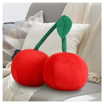 Cute Cherry Plush Pillow for Kids and Home Decor