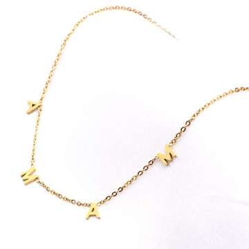 Memgift Necklace for Women MAMA Letter Necklaces for Women Mother Grandma Necklace Perfect Personalized Dainty 18K Gold Plated Jewelry Birthday Mother's Day Christmas Gifts
