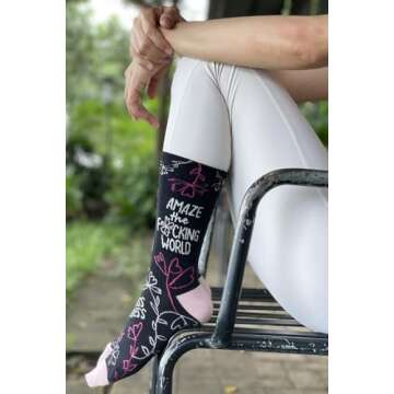 SHEROCIOUS - Amaze the Fxcking World - Inspirational Gifts for Women - Fun Socks - Cute Socks - gift for women - self care gifts for women