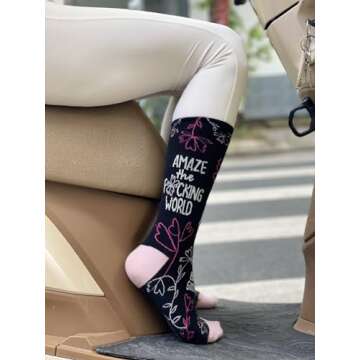 SHEROCIOUS - Amaze the Fxcking World - Inspirational Gifts for Women - Fun Socks - Cute Socks - gift for women - self care gifts for women
