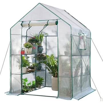 SV SCOOL VALUE Green Houses for Outdoors, PE Walk in Greenhouse with 2 Side Mesh Windows, Portable G...