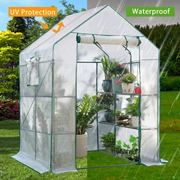 Portable Walk-In Greenhouse with Windows and Anchors