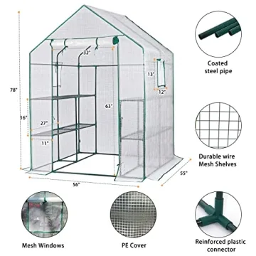 Portable Walk-In Greenhouse with Windows and Anchors