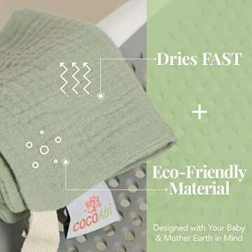 COCOAbi Baby Washcloth Set | 100% Cotton Muslin | Naturally Soft For Babies | Boho Colors & Pattern | Gentle Muslin Cloth | Fast Drying & Durable | Beautiful Baby Gift | 9” x 9” Bath Cloths | 5 pc set