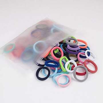 XIMA 60pcs Nylon Elastic Hair Ties Hair Ties Bands Rope No Crease Elastic Fabric Large Stretch Ponytail Holders (60pcs-Black(HT007-20))