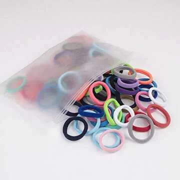 XIMA 60pcs Nylon Elastic Hair Ties Hair Ties Bands Rope No Crease Elastic Fabric Large Stretch Ponytail Holders (60pcs-Black(HT007-20))