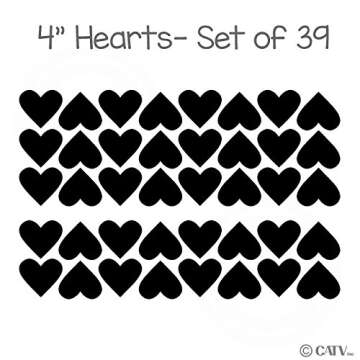 Charming Hearts 4" Wall Decal Stickers Set - 39 Vinyl Designs for Easy Decor