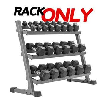 XMARK 3-Tier Dumbbells Weight Storage Rack for Home Gym - Holds 5-50 lbs