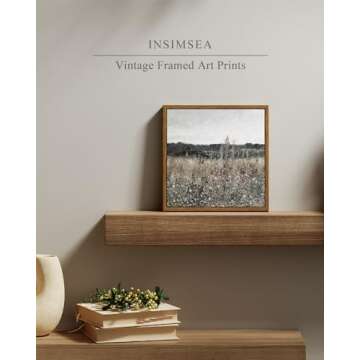 InSimSea Square Framed Canvas Wall Art - Vintage Floral Nature Decor, 9x9