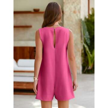 Glamaker Women's Summer Sleeveless Romper Casaul Beach Vacation Loose Shorts Jumpsuit Overalls Outfi...