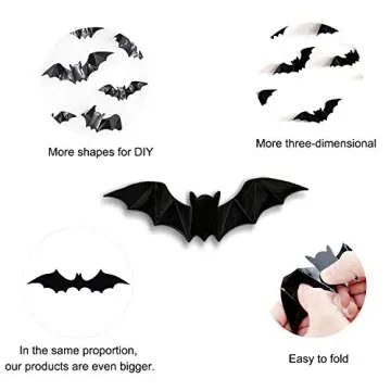 AgeXinjo 48PCS 3D Bat Stickers for Halloween Decor