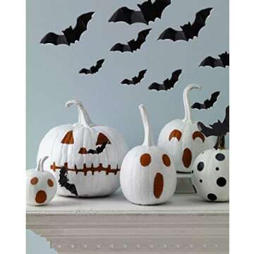 AgeXinjo Mixed of 48PCS Removable 3D Bat Stickers Wall Art Decor DIY Halloween Stickers Home Wall Decals for Halloween Party Kids Children Bedroom Living Room Nursery Classroom