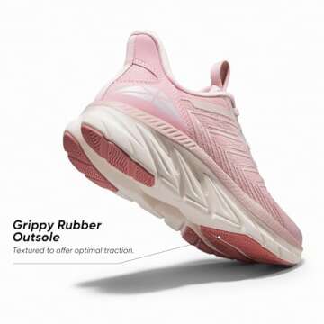 ALLSWIFIT Women's Slip On Walking Shoes Running Comfortable Tennis Breathable Non Slip Athletic Gym Workout Cross Training Fashion Sneakers,Size 8,Pink,SARR034W