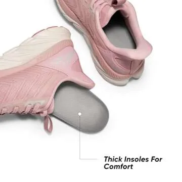 ALLSWIFIT Women's Slip On Walking Shoes Running Comfortable Tennis Breathable Non Slip Athletic Gym Workout Cross Training Fashion Sneakers,Size 8,Pink,SARR034W