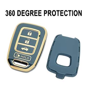 Key Fob Cover Case Fit for Honda Accord Civic CR-V HR-V Remote Holder Skin Protector Keyless Entry Sleeve Accessories (Blue)
