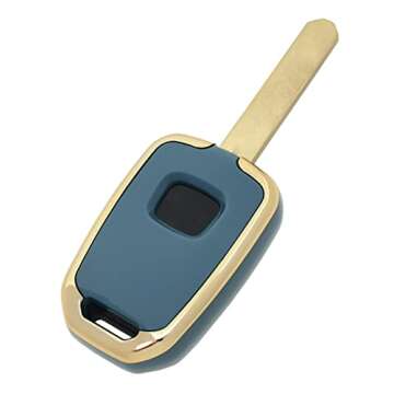 Key Fob Cover Case Fit for Honda Accord Civic CR-V HR-V Remote Holder Skin Protector Keyless Entry Sleeve Accessories (Blue)