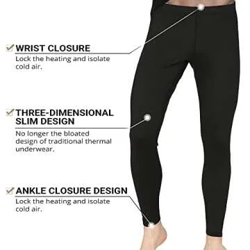 HEROBIKER Long Johns Thermal Underwear for Men Skiing Winter Warm Hunting Gear Fleece Lined Base Layer Set Top Bottom