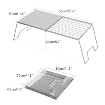 Folding Campfire Grill, 23.6" Heavy Duty Stainless Steel Camping Grill, Camping Grates Over Fire Pit...