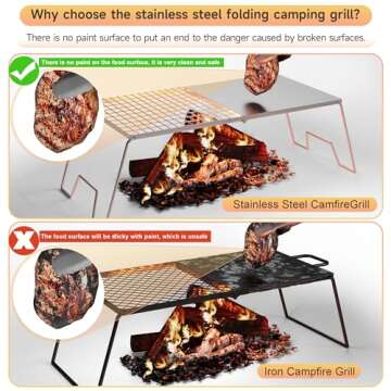 Folding Campfire Grill - Heavy Duty & Portable for Camping