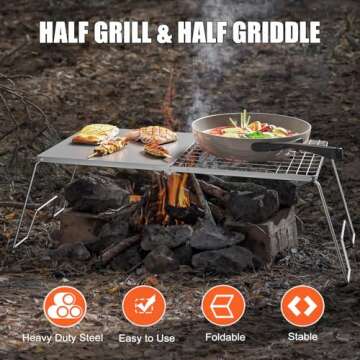 Folding Campfire Grill - Heavy Duty & Portable for Camping