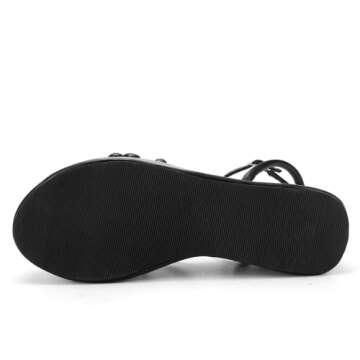 PZEKE Platform Sandals for Women Ankle Strap Buckle Wedge Sandals Fashion Open Toe Chunky Sandals, Black(WJ-UNIQUE3-BK,US9)