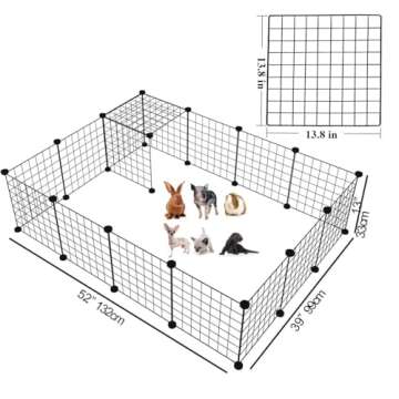 LANGXUN Rabbit Run,Puppy Pen with Door,Encrypted Wire Mesh Cages16 Panels Indoor/Outdoor DIY Metal P...