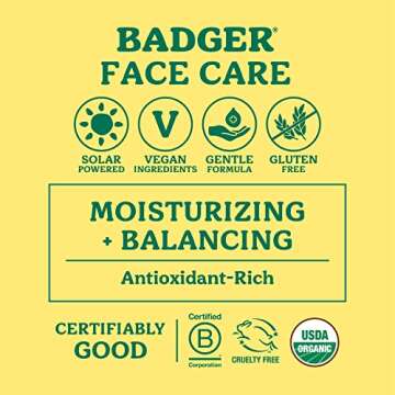 Badger Argan Face Oil, Certified Organic Moisturizing Facial Oil, Waterless Face Moisturizer, 1 oz Glass Bottle