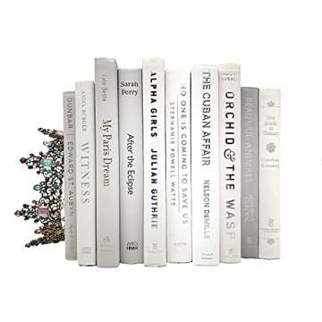 Bundle of White and Light Gray Decorative Books - Staging Books Color Bundle - Cream, Gray and Coordinating Hues - Home Decor Stack of Books