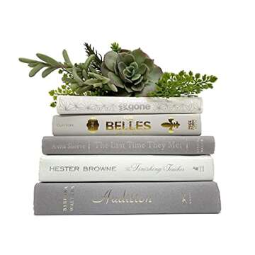 Bundle of White and Light Gray Decorative Books - Staging Books Color Bundle - Cream, Gray and Coordinating Hues - Home Decor Stack of Books