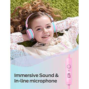 iClever [2 Pack Kids Headphones with Microphone, Safe Volume Limited 85dB/94dB - Wired Headphones fo...