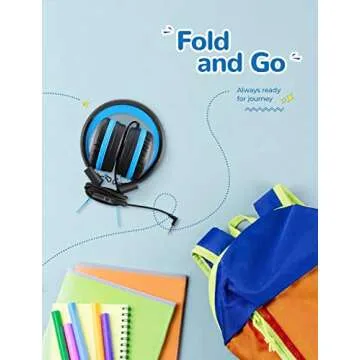 iClever [2 Pack Kids Headphones with Microphone, Safe Volume Limited 85dB/94dB - Wired Headphones for Kids Boys Girls, Foldable Headphones for Online School/Travel/iPad, Black&Pink