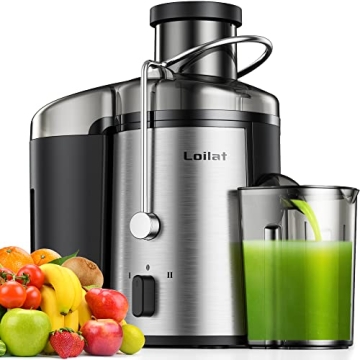 Juicer Machine, 500W Juicer with 3” Wide Mouth for Whole Fruits and Veg, Centrifugal Juice Extract...