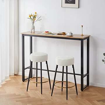 Fefances Cream Bar Stools Set of 2 Modern Round Velvet Bar Stools Counter Height Bar Stool Kitchen Breakfast Round Dining Chair 27.5 inch Height