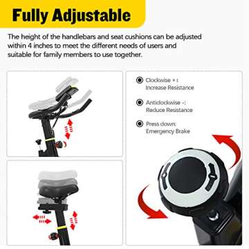 Indoor Cycling Bike Stationary, Doufit EB-06 Smooth Exercise Bike for Home Cardio Gym Workout with LCD Monitor and Clip in Pedals