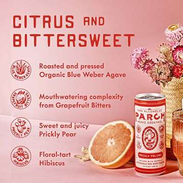 PARCH Desert Margarita + Prickly Paloma Variety Pack, Ready to Drink Non Alcoholic Agave Cocktail Infused with Desert Botanicals & Adaptogens, Plant Based, Gluten Free & Vegan (8.4 oz x 8 pack)