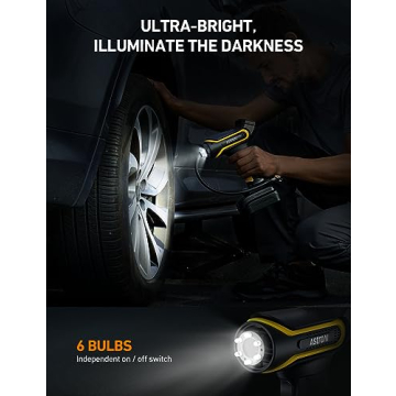 AstroAI Tire Inflator Air Compressor Cordless Car Tire Pump with 20V Rechargeable Li-ion Battery 150 PSI Portable Handheld Air Pump with 12 V Car Power Adapter for Cars Motorcycles LS40791（C1） Yellow