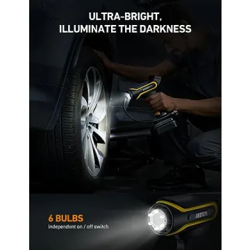 AstroAI Tire Inflator Air Compressor Cordless Car Tire Pump with 20V Rechargeable Li-ion Battery 150 PSI Portable Handheld Air Pump with 12 V Car Power Adapter for Cars Motorcycles LS40791（C1） Yellow