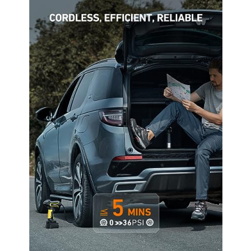 AstroAI Tire Inflator Air Compressor Cordless Car Tire Pump with 20V Rechargeable Li-ion Battery 150 PSI Portable Handheld Air Pump with 12 V Car Power Adapter for Cars Motorcycles LS40791（C1） Yellow