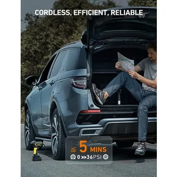 AstroAI Tire Inflator Air Compressor Cordless Car Tire Pump with 20V Rechargeable Li-ion Battery 150 PSI Portable Handheld Air Pump with 12 V Car Power Adapter for Cars Motorcycles LS40791（C1） Yellow