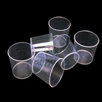 60 Pcs Plastic Graduated Cups, 30ml/1oz Clear Scale Cups with 50 Pcs Wooden Stirring Sticks for Epoxy, Resin, Stain, Mixing Paint