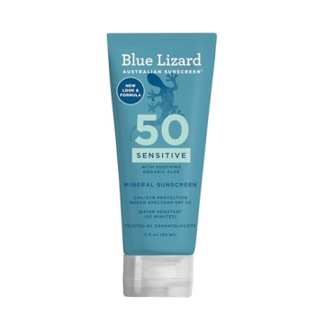 Blue Lizard Sensitive Mineral Sunscreen - SPF 50+, Water Resistant, Fragrance-Free, 3 oz.