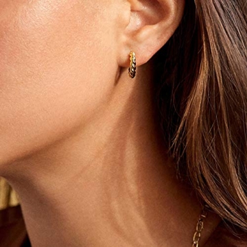 Stylish 3 Pairs of 14K Gold Huggie Hoops for Women