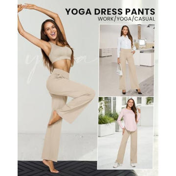 G4Free Dress Pants for Women Loose Yoga Sweatpants Wide Leg Work Pants High Waisted Casual Lounge Pants for Business Workout(Light Khaki,XL,29")