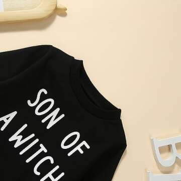 Saliuentm My First Halloween Baby Boy Outfit Baby Crewneck Sweatshirt Son of A Witch Shirt Pullover Sweater Cute Halloween Baby Clothes(AB-Black,6-12 Months)