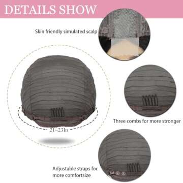 Amarlis Hot Pink Wigs for Women, Long Ombre Pink Wavy Middle Part Soft Synthetic Fiber Wig for Cosplay Daily Party Use 24 Inch